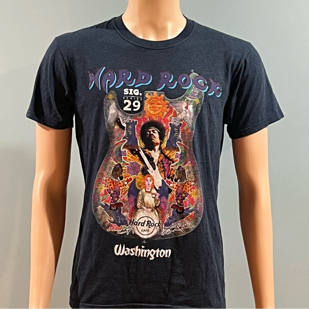 Vintage Dark Blue Hard Rock Cafe Jimi Hendrix T-Shirt - Size Medium